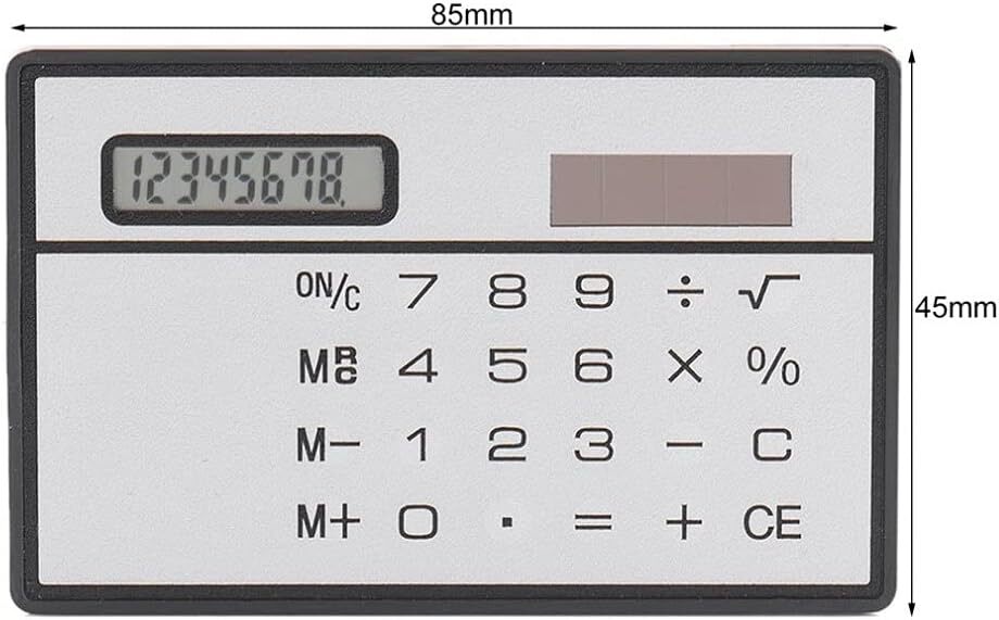 2 x Pocket Credit Card Size Solar Power Calculators ( Black + Silver)