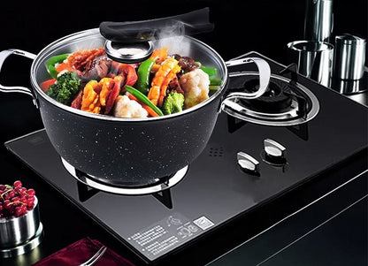 3-Piece Large Deluxe Stone Non-Stick Frying Pan Pot Cookware Set