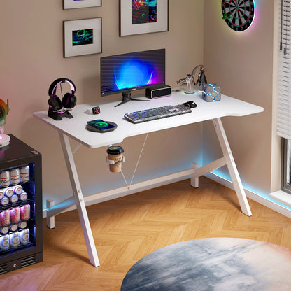 Ergonomic Gaming Desk Computer Table White 110cm