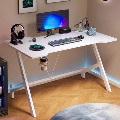 Ergonomic Gaming Desk Computer Table White 110cm