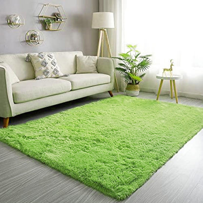 Large Soft Shag Rug Carpet Mat (Green, 230 x 160)