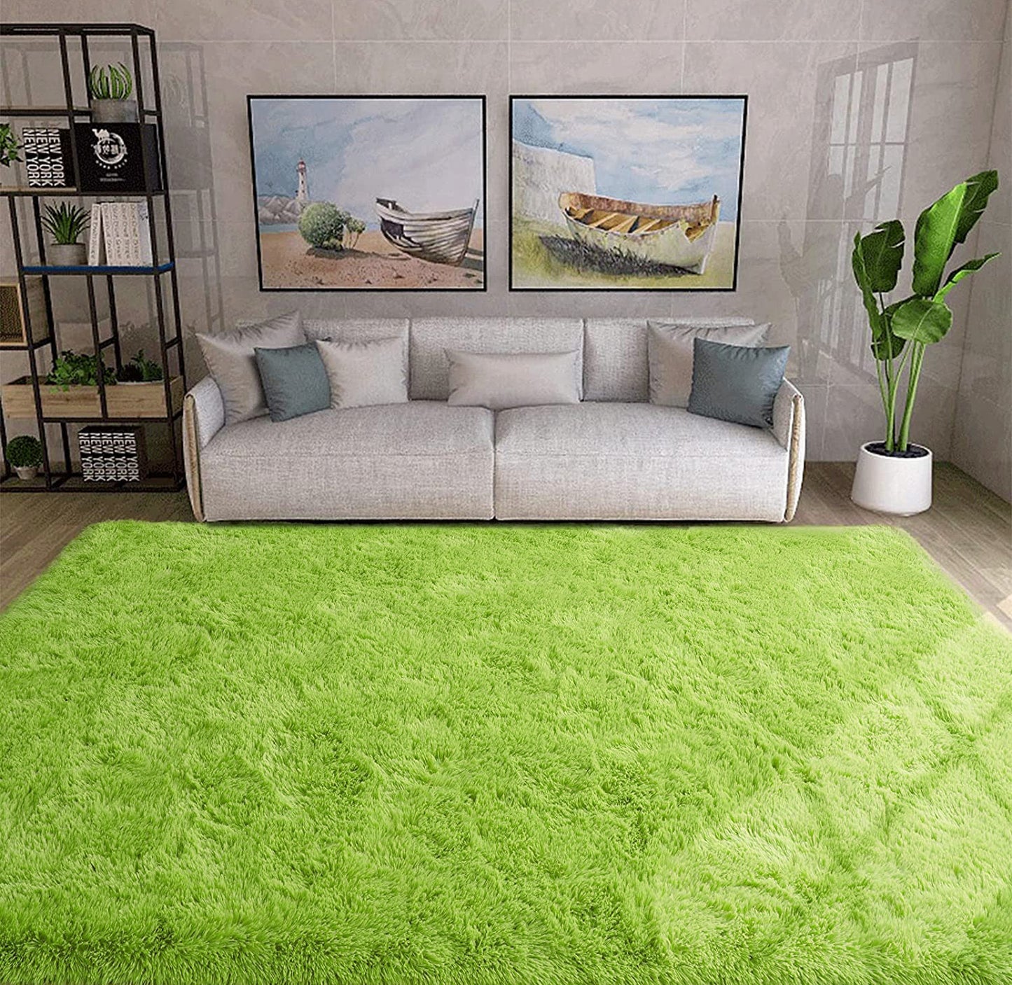 Large Soft Shag Rug Carpet Mat (Green, 230 x 160)