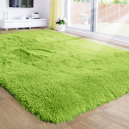 Large Soft Shag Rug Carpet Mat (Green, 230 x 160)