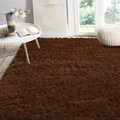 Large Soft Shag Rug Carpet Mat (Chocolate, 230 x 160)