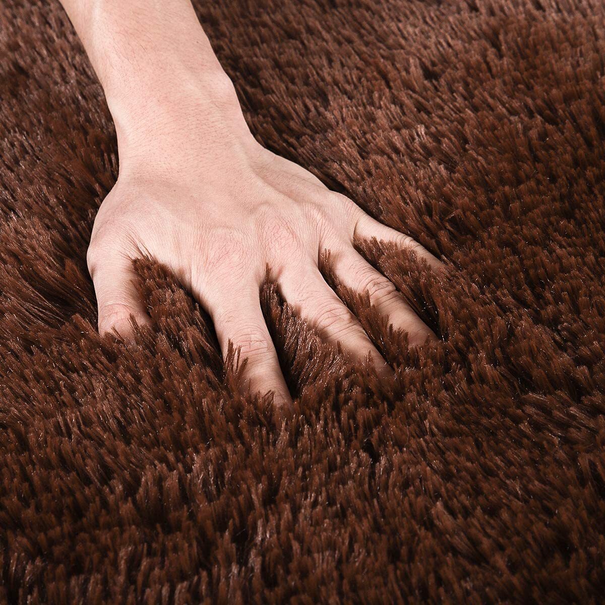 Large Soft Shag Rug Carpet Mat (Chocolate, 230 x 160)