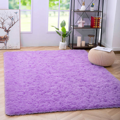 Large Soft Shag Rug Carpet Mat (Purple, 230 x 160)