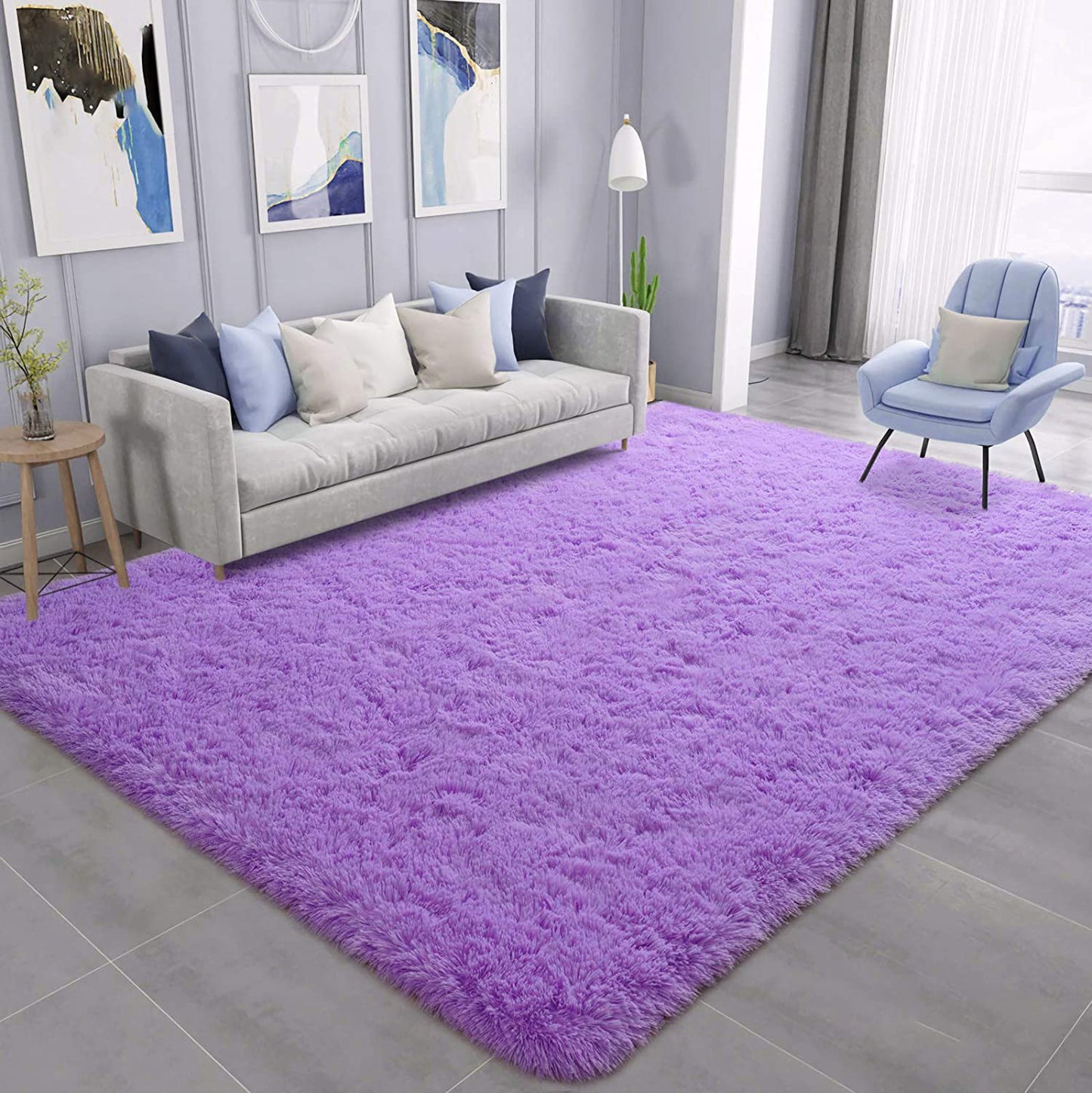 Large Soft Shag Rug Carpet Mat (Purple, 230 x 160)