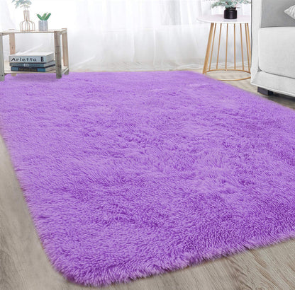 Large Soft Shag Rug Carpet Mat (Purple, 230 x 160)