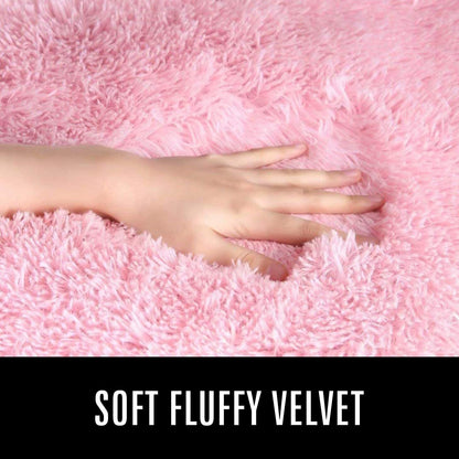 Large Soft Shag Rug Carpet Mat (Pink, 230 x 160)