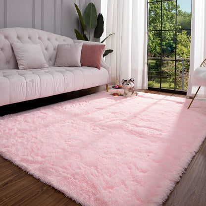 Large Soft Shag Rug Carpet Mat (Pink, 230 x 160)