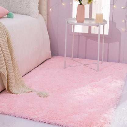 Large Soft Shag Rug Carpet Mat (Pink, 230 x 160)