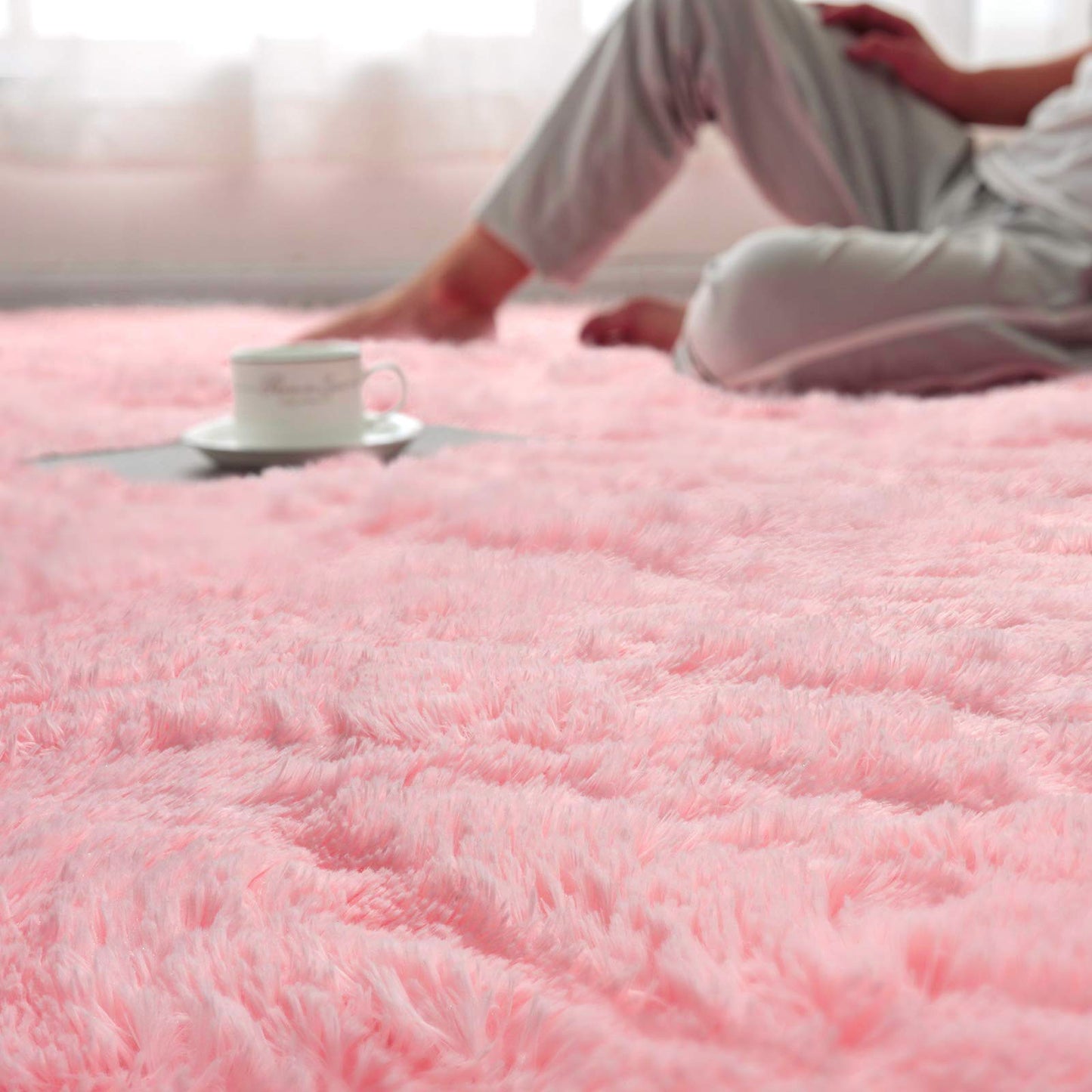 Large Soft Shag Rug Carpet Mat (Pink, 230 x 160)