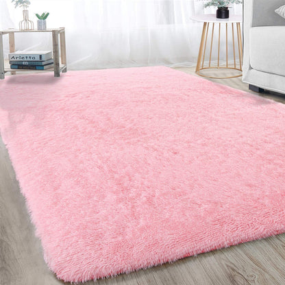 Large Soft Shag Rug Carpet Mat (Pink, 230 x 160)