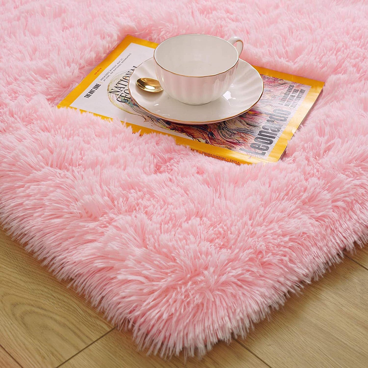 Large Soft Shag Rug Carpet Mat (Pink, 230 x 160)