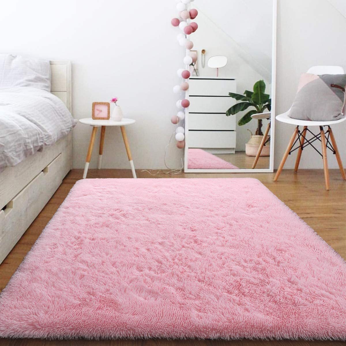 Large Soft Shag Rug Carpet Mat (Pink, 230 x 160)