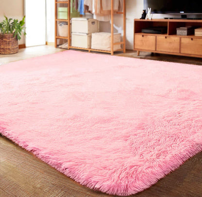 Large Soft Shag Rug Carpet Mat (Pink, 230 x 160)