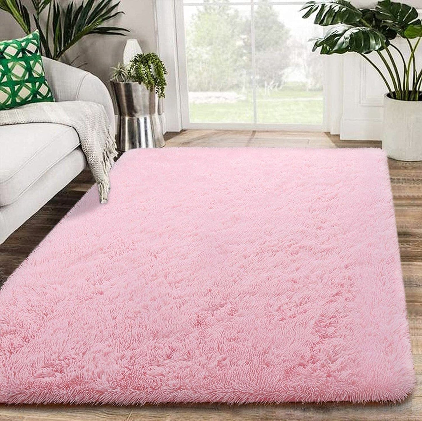 Large Soft Shag Rug Carpet Mat (Pink, 230 x 160)