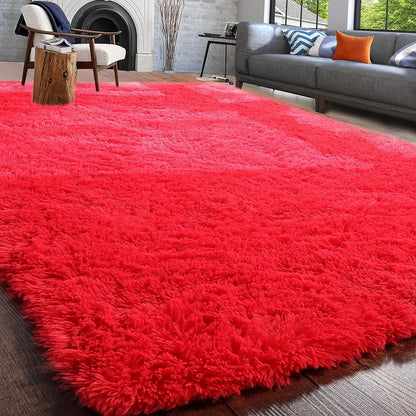 Large Soft Shag Rug Carpet Mat (Red, 230 x 160)