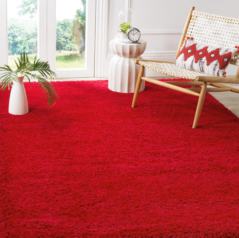 Large Soft Shag Rug Carpet Mat (Red, 230 x 160)