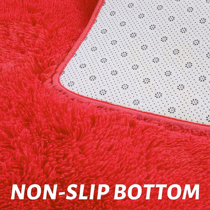 Large Soft Shag Rug Carpet Mat (Red, 230 x 160)