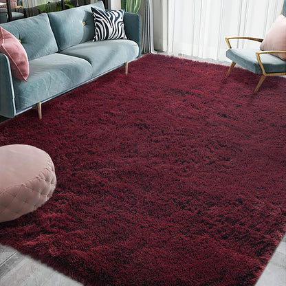 Large Soft Shag Rug Carpet Mat (Wine, 230 x 160)