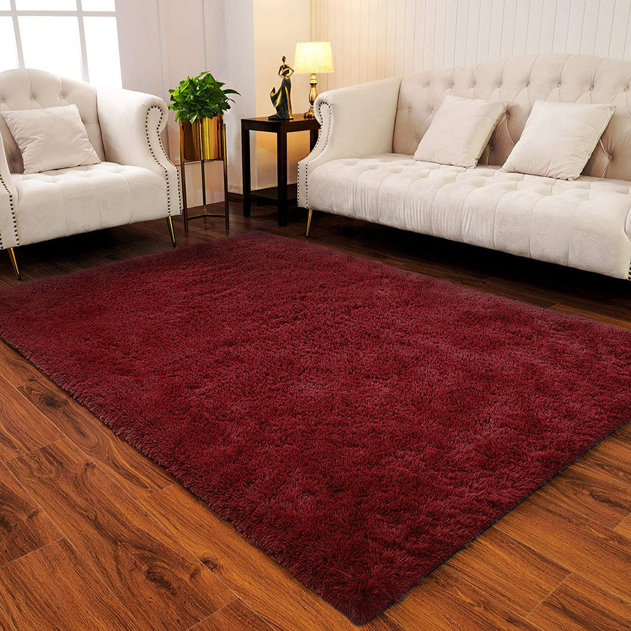 Large Soft Shag Rug Carpet Mat (Wine, 230 x 160)