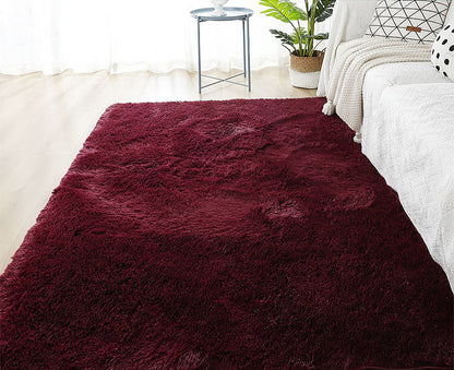 Large Soft Shag Rug Carpet Mat (Wine, 230 x 160)