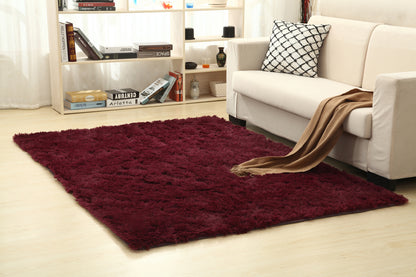 Large Soft Shag Rug Carpet Mat (Wine, 230 x 160)