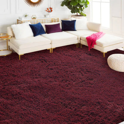 Large Soft Shag Rug Carpet Mat (Wine, 230 x 160)