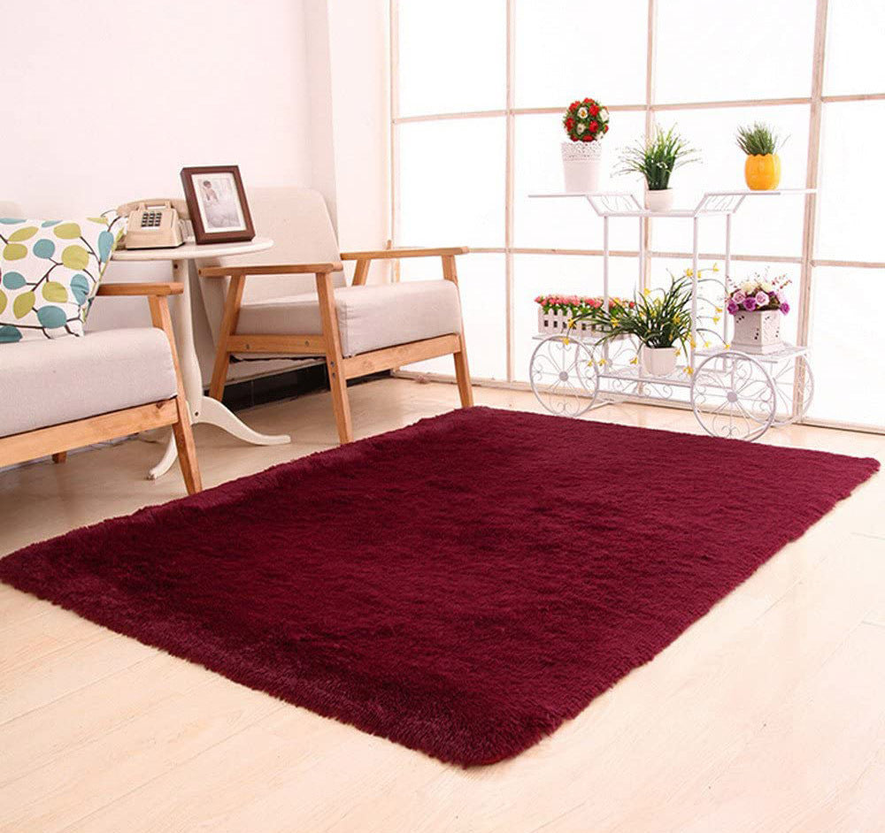 Large Soft Shag Rug Carpet Mat (Wine, 230 x 160)