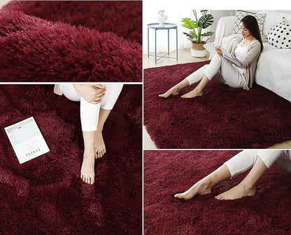 Large Soft Shag Rug Carpet Mat (Wine, 230 x 160)