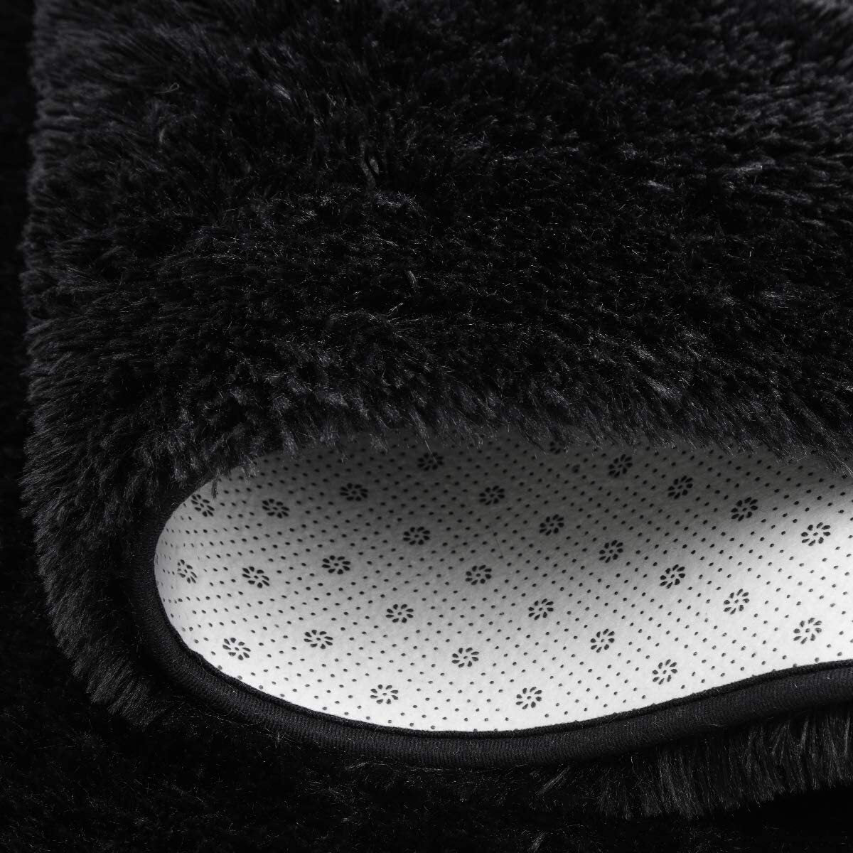 Large Soft Shag Rug Carpet Mat (Black, 230 x 160)