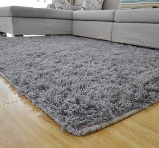 Large Soft Shag Rug Carpet Mat (Grey, 230 x 160)