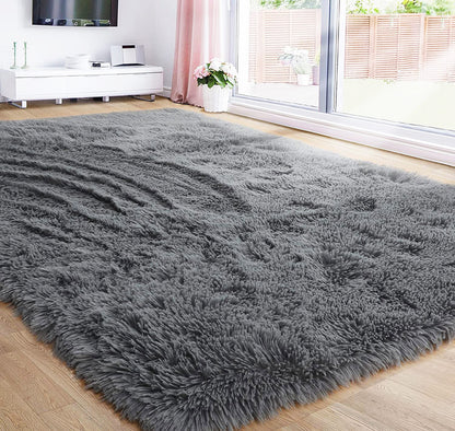 Large Soft Shag Rug Carpet Mat (Grey, 230 x 160)