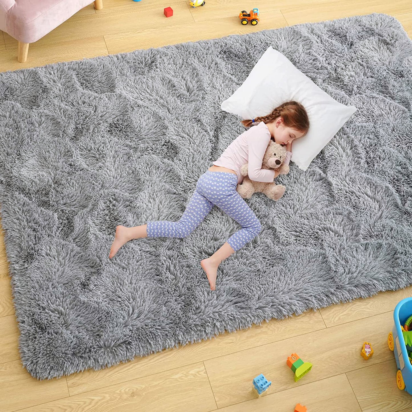 Large Soft Shag Rug Carpet Mat (Grey, 230 x 160)