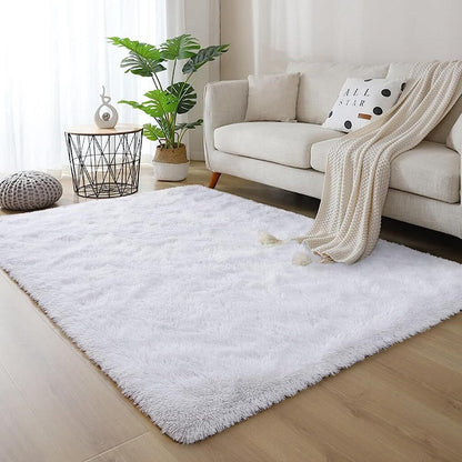 Large Soft Shag Rug Carpet Mat (White, 230 x 160)