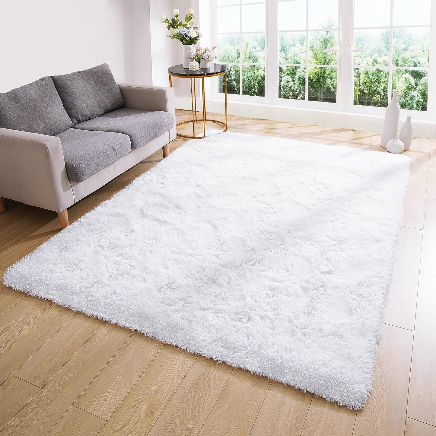 Large Soft Shag Rug Carpet Mat (White, 230 x 160)