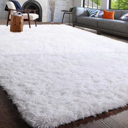 Large Soft Shag Rug Carpet Mat (White, 230 x 160)