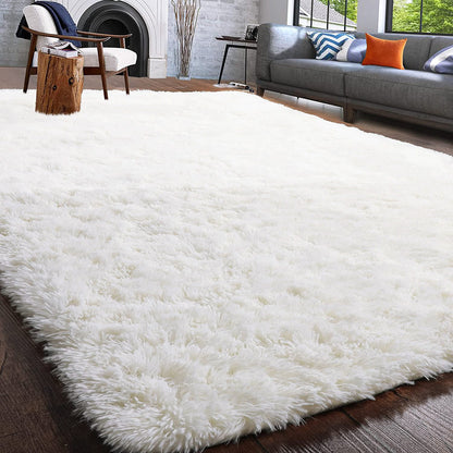 Large Soft Shag Rug Carpet Mat (Cream White, 230 x 160)