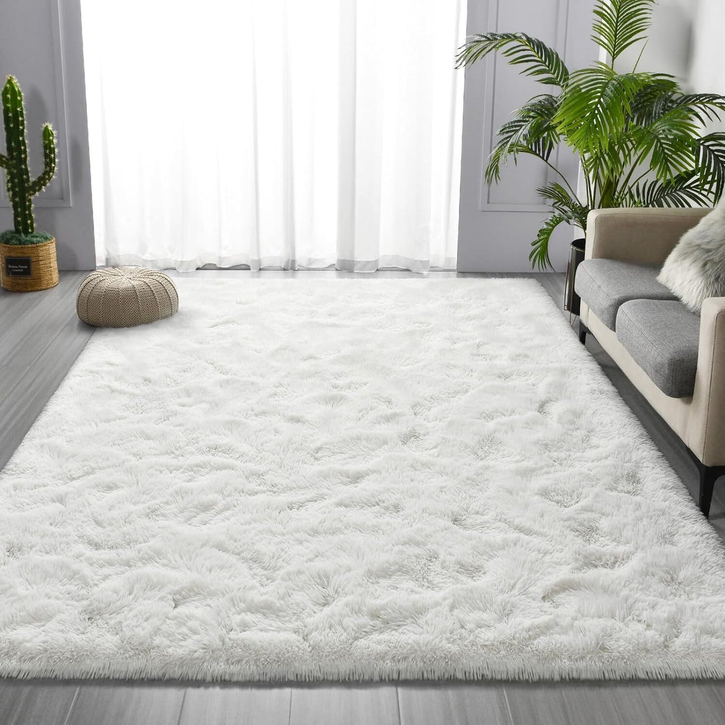 Large Soft Shag Rug Carpet Mat (Cream White, 230 x 160)