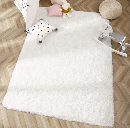 Large Soft Shag Rug Carpet Mat (Cream White, 230 x 160)