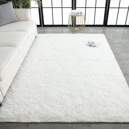 Soft Shag Rug Carpet Mat (Cream White, 160 x 120)