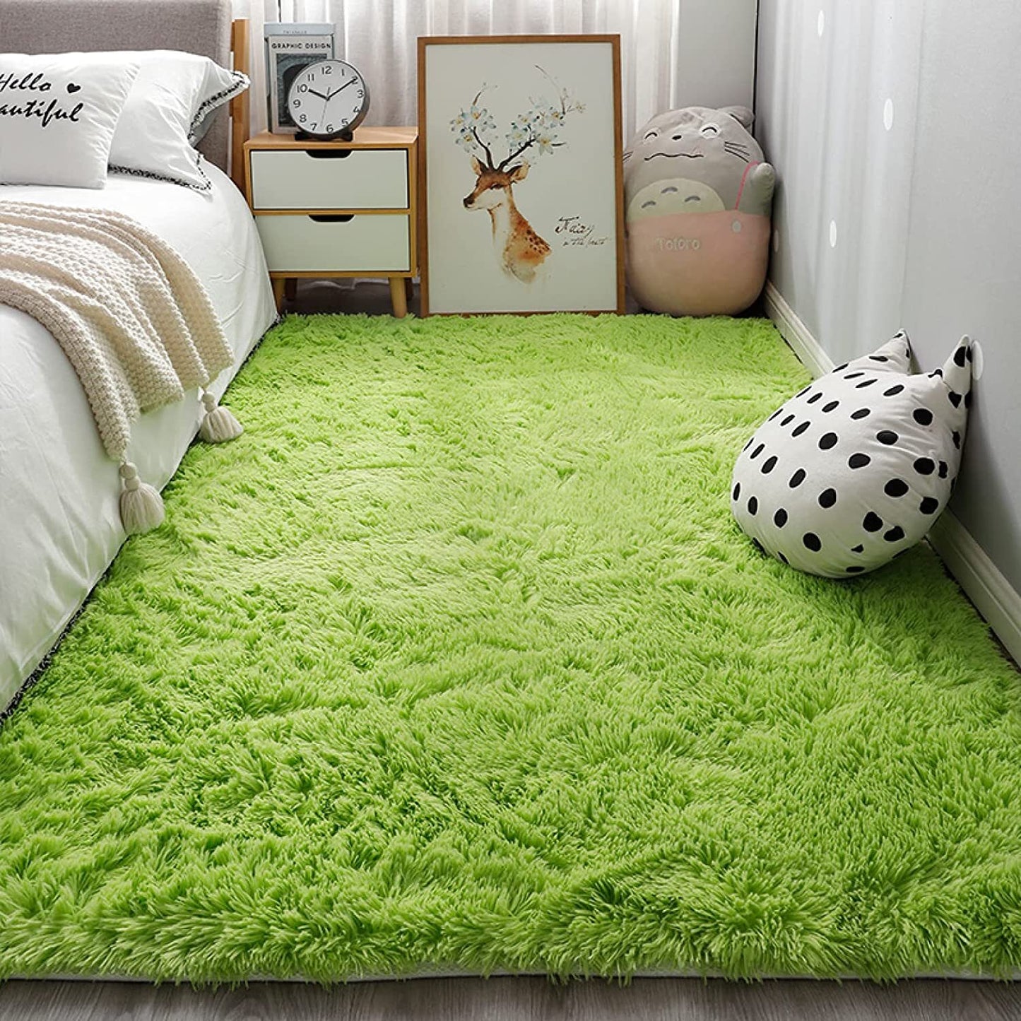 Soft Shag Rug Carpet Mat (Green,160 x 120)