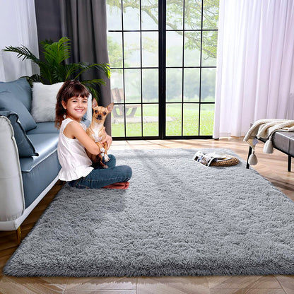 Soft Shag Rug Carpet Mat (Grey, 160 x 120)