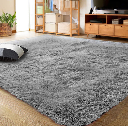 Soft Shag Rug Carpet Mat (Grey, 160 x 120)