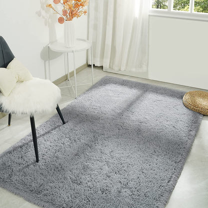 Soft Shag Rug Carpet Mat (Grey, 160 x 120)