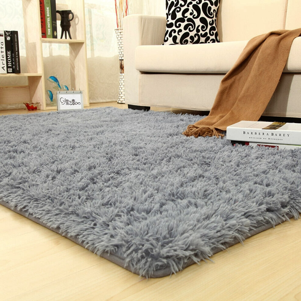 Soft Shag Rug Carpet Mat (Grey, 160 x 120)