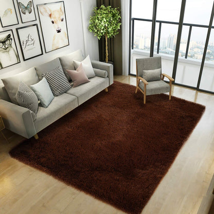 Soft Shag Rug Carpet Mat (Chocolate, 160 x 120)