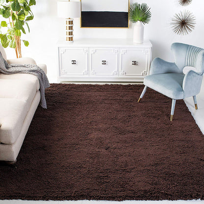 Soft Shag Rug Carpet Mat (Chocolate, 160 x 120)