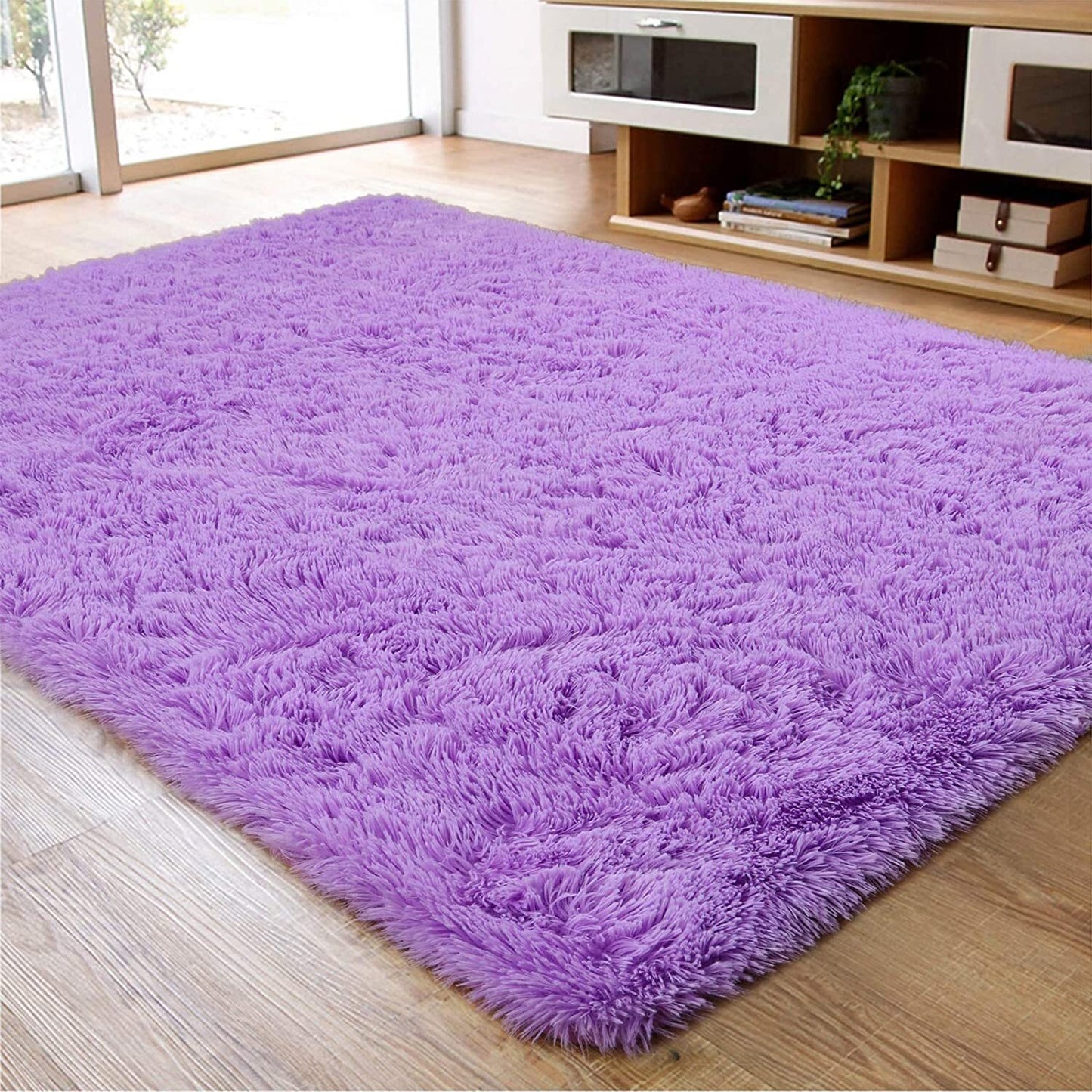 Soft Shag Rug Carpet Mat (Purple, 160 x 120)